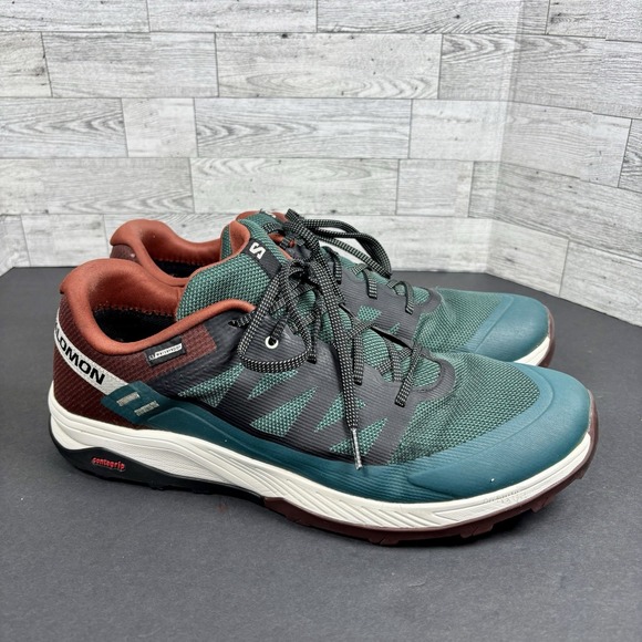 Salomon Outrise GTX Gore-Tex Hiking Sneakers Men's 13 Green Lace Up Low Top - Picture 5 of 13